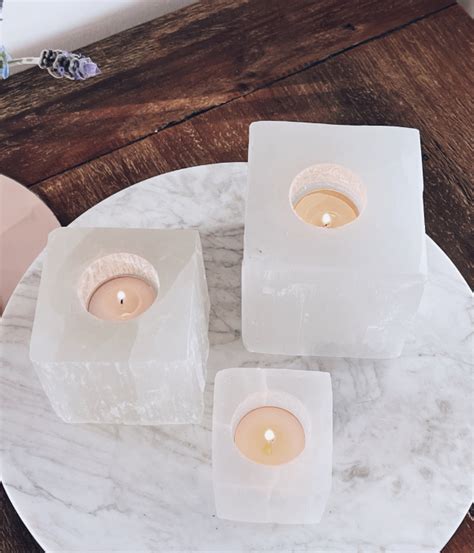 Selenite Cube Candle Holders Crystal Empire Australia