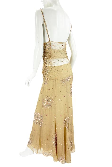 Vintage Valentino F W Runway Nude Sexy Sheer Fully Embellished Dress Gown For Sale At StDibs
