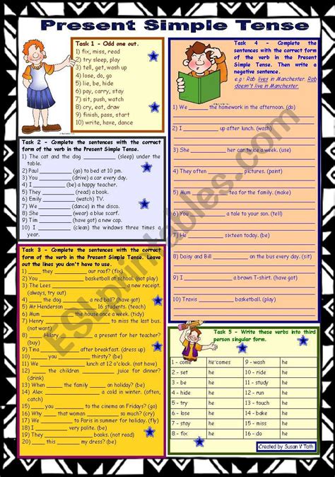 Present Simple Tense 2 Pages 9 Tasks With Key Fully