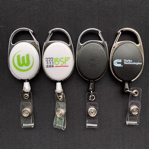 Plastic Retractable Custom ID Card Holder Badge Reels For Lanyards