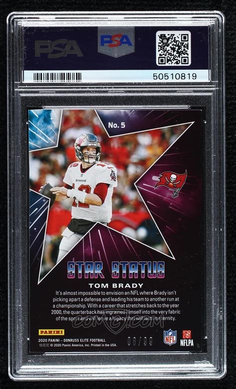 2020 Panini Donruss Elite Star Status Red 5 Tom Brady 99 Psa 9