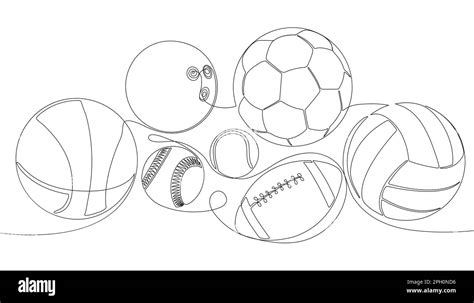 Vector Continuous One Single Line Drawing Set Vector Of Balls And