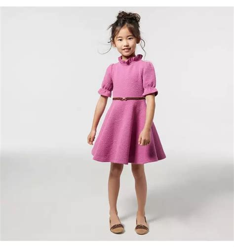 Girl Pink Violet Quilted Jacquard Puff Sleeve Dress By Janie And Jack