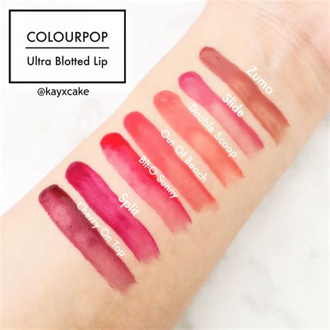 Colourpop Ultra Blotted Lip Swatches Kayxcake Lip Swatches Colour