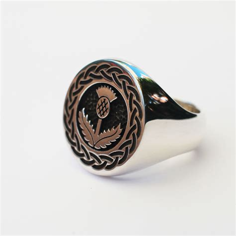 Scottish Thistle Signet Ring Etsy