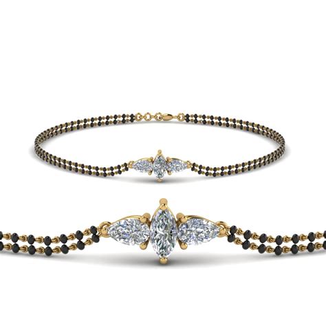 3 Stone Diamond Mangalsutra Bracelet In 14k Yellow Gold Mangalsutra