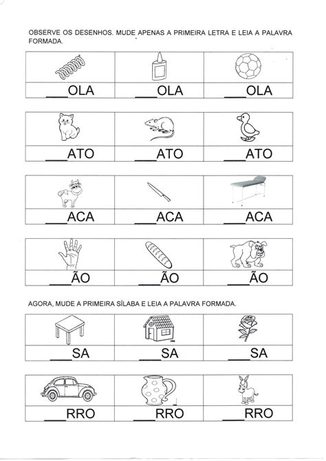 Figuras para completar a letra inicial Alfabetização Blog