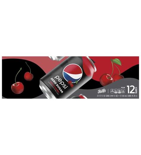 Pepsi Zero Sugar Wild Cherry Soda 12 Fl Oz 12 Count