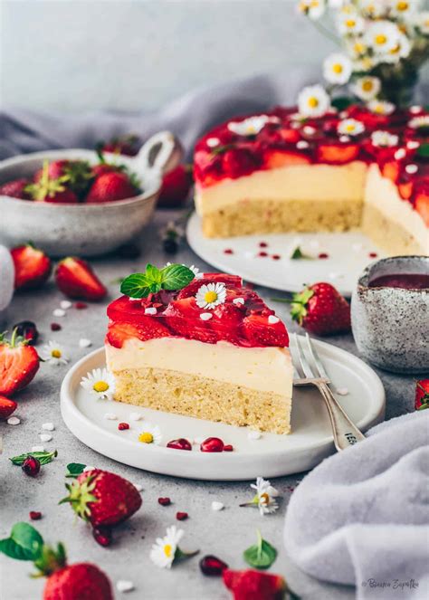 Veganer Erdbeerkuchen Mit Vanillepudding Omas Rezept Bianca Zapatka