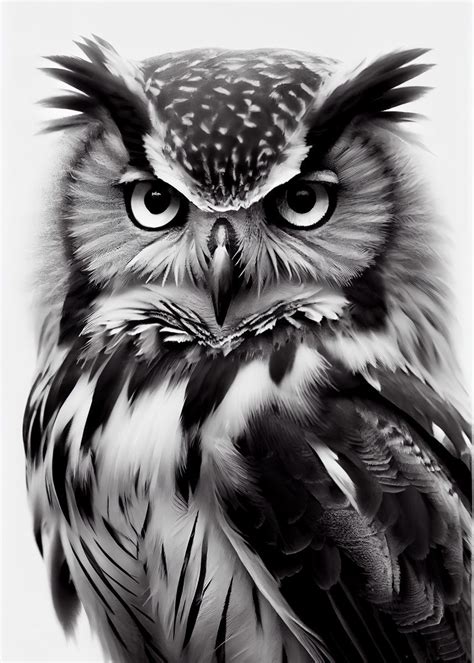 Owl Black And White Poster By Decoydesign Displate Artofit