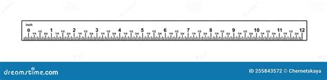 Measuring Length Markings in Inches of Ruler on White Background ...