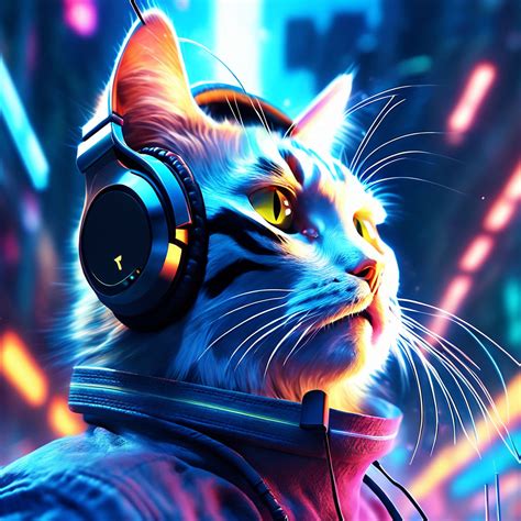 Cat With Headphones Wallpaper