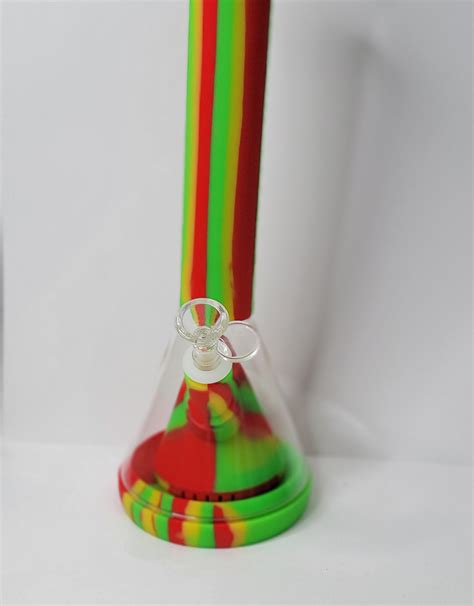 Silicone Bong With Glass Beaker Showerhead Perc Rasta My Hemp