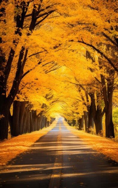 Premium Ai Image Country Road Amid Autumn Foliage