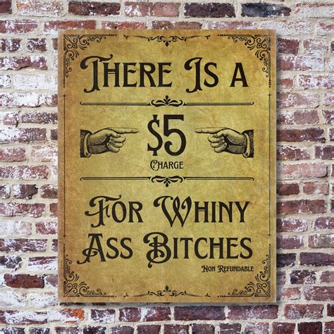 5 Dollar Charge For Whiny Ass Bitches Vintage Wall Art Sign Funny Adult Home Decor Unique