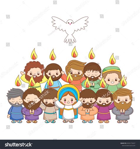 Holy Mary Disciples Holy Spirit Cartoon Stock Vector (Royalty Free) 2020175657 | Shutterstock