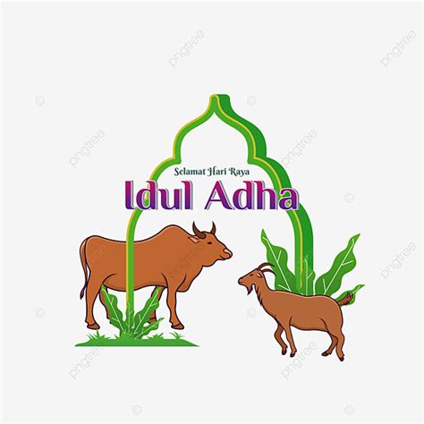 Gambar Ilustrasi Vektor Hewan Kurban Sapi Dan Kambing Idul Adha Islam