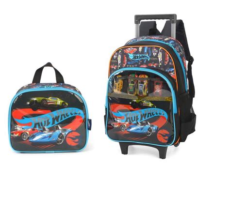 Kit Mochila De Rodinhas E Lancheira Hot Wheels Azul Luxcel Mochilas Magazine Luiza