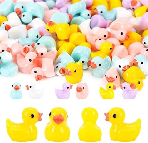 Gukasxi Lot de 100 Mini Canards Miniatures en résine 5 Couleurs