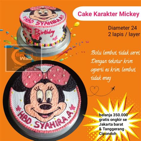 Jual Cake Karakter Mickey Mouse Kue Ulang Tahun Bolu Ultah Diameter 24