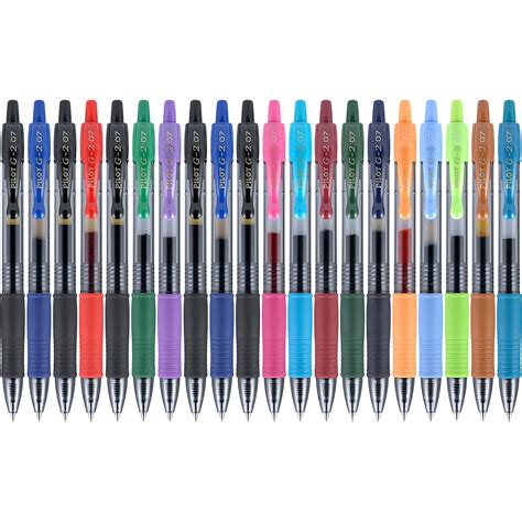 Pilot G2 Premium Gel Pen Fine Point 07 Mm Assorted Ink 20 Pack