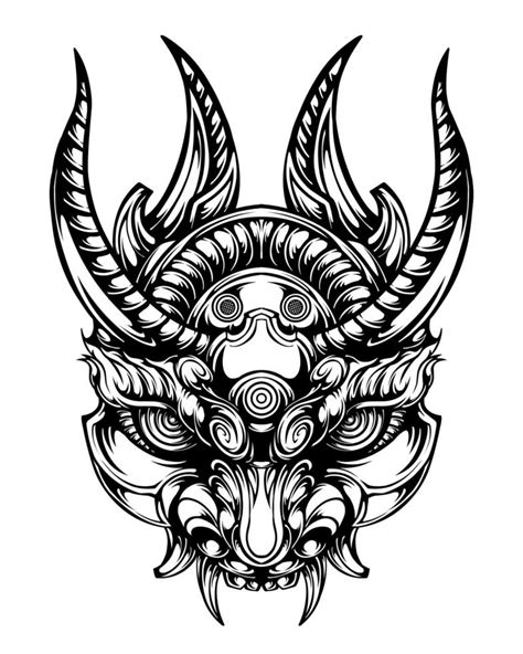 Oni mask tattoo design isolated on white 11536058 Vector Art at Vecteezy