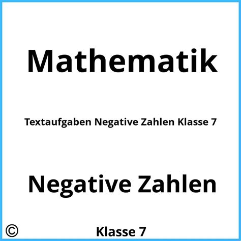 Textaufgaben Negative Zahlen Klasse 7