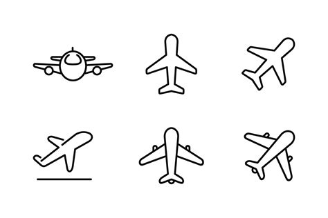 Plane outline icon set isolated on white background 21809570 Vector Art ...