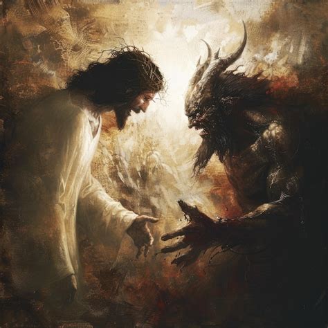 Premium Photo | Symbolic confrontation battle between God and the devil ...