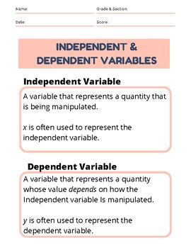 Math Independent And Dependent Variables