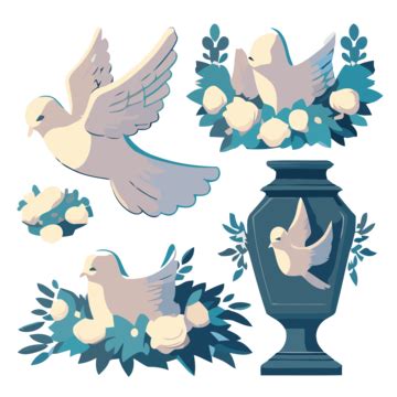 Funeral Doves Vector Sticker Clipart In The Style Of Surrealistic