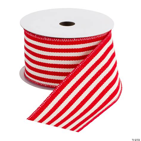 Red White Striped Ribbon (Set of 2) 2.5" Proper 10 Yds. | Oriental Trading