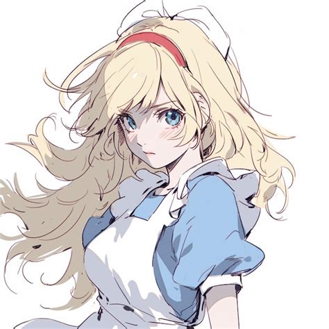 Anime character with blonde hair and blue eyes in a white dress generative ai | Premium AI ...