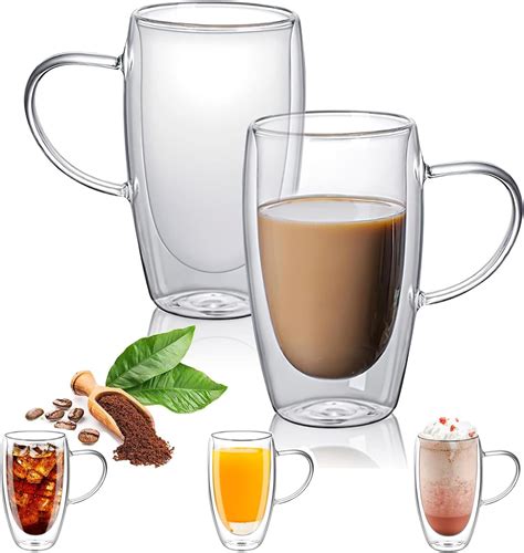 Buumin Pack Double Walled Glass Coffee Cups Ml High Capacity