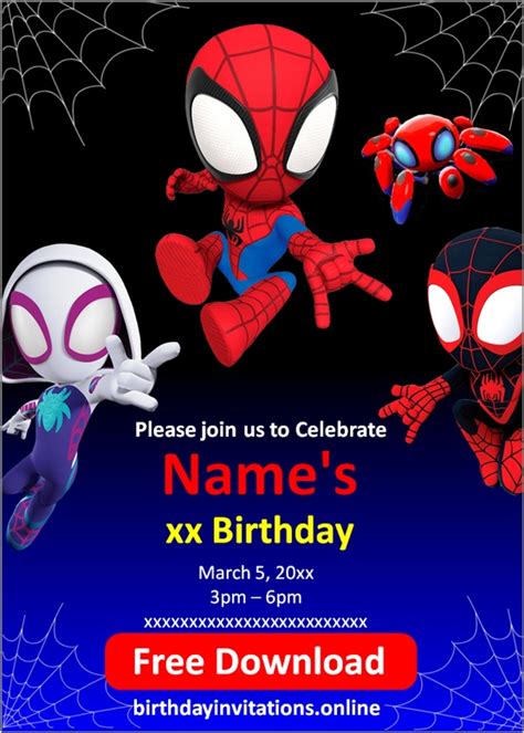 Spidey And His Amazing Friends Birthday Invitations Birthday Invitations