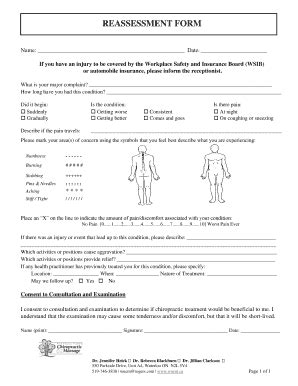 Fillable Online Chiropractic Reassessment Form Fax Email Print Pdffiller