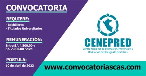 Convocatoria Cenepred Cas Plazas Ingenier A Agr Cola Ingenier A