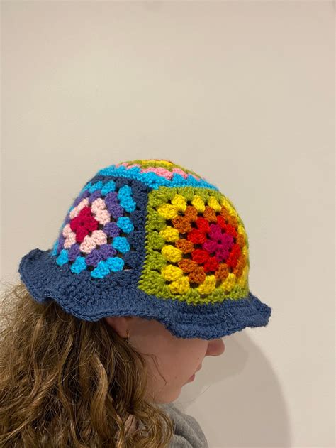 Crochet Granny Square Bucket Hat Etsy