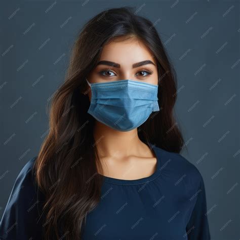 Premium Ai Image A Woman Wearing A Surgical Mask On A Dark Background