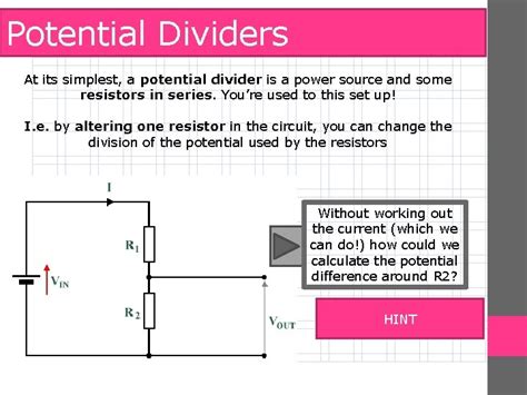 A Level Physics Electrical Quantities Potential Dividers Objectives