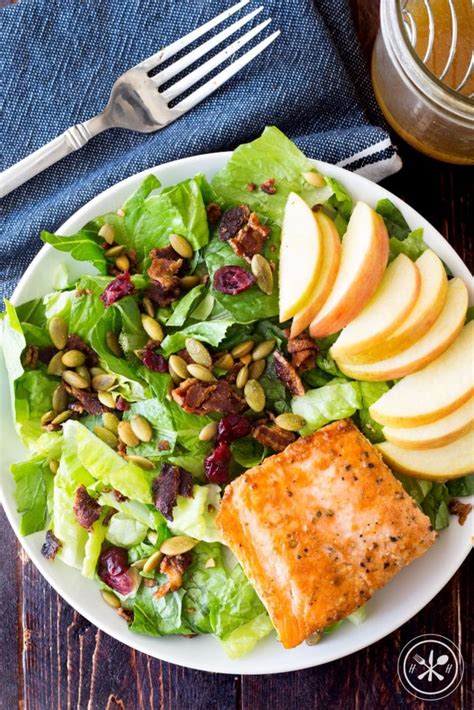 Healthy Fall Salad With Bacon Seared Salmon Hungry Hobby