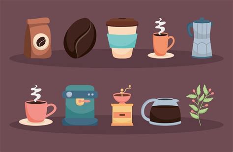 Kaffee Icon Set Premium Vektor