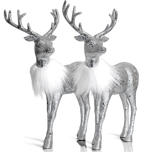 Ornativity Silver Glitter Christmas Reindeer Xmas Holiday