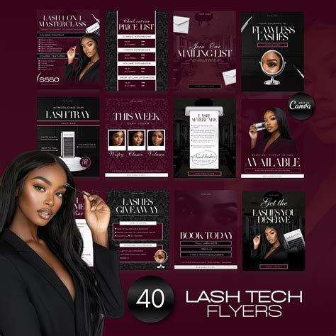 40 Lash Tech Flyers | Lash Artist Canva Templates | Lash Flyers | Lash