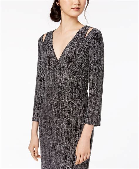 Calvin Klein Glitter Cutout Gown Macys