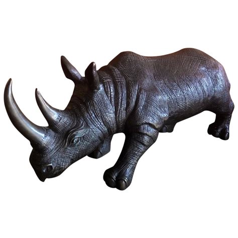 Large Bronze Rhinoceros Rhino Sculpture At 1stdibs Bronze