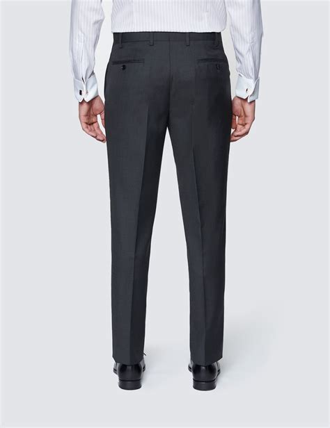 Mens Dark Charcoal Twill Classic Fit Suit Trousers Hawes And Curtis