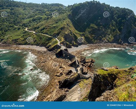 Paysage Du Fort Historique San Juan Gaztelugatxe Entour Par La Mer En