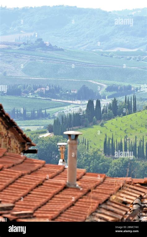 tuscany landscape with house roofs Stock Photo - Alamy