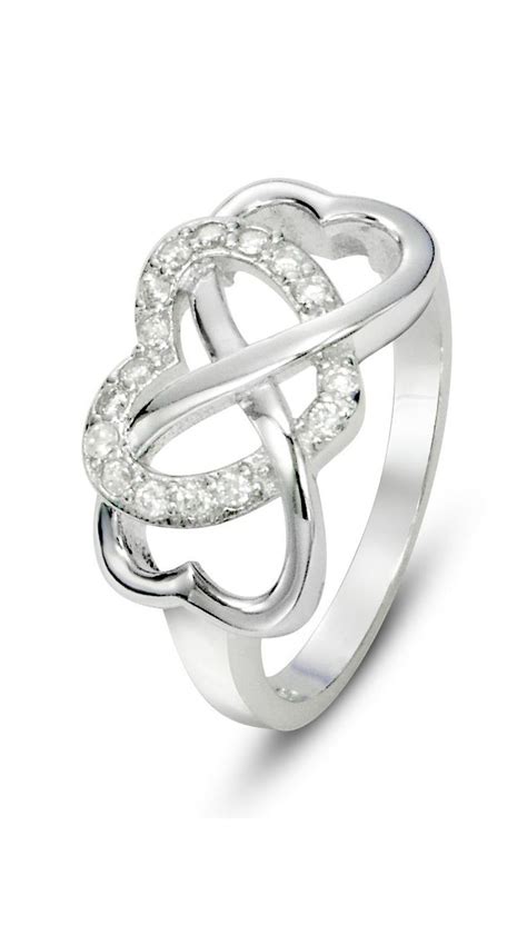 Sz 11 Sterling Silver Cubic Zirconia Infinity And Heart Symbol Cz Wedding